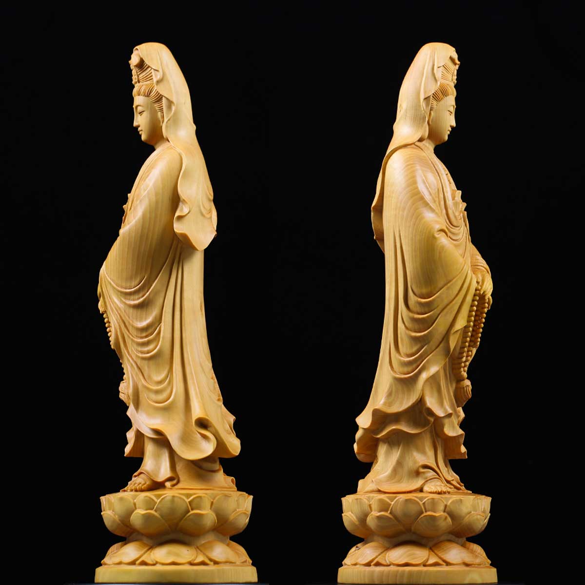 白衣観音 仏像（彩色仕上げ・高さ25cm）｜慈悲と癒しの象徴・観世音