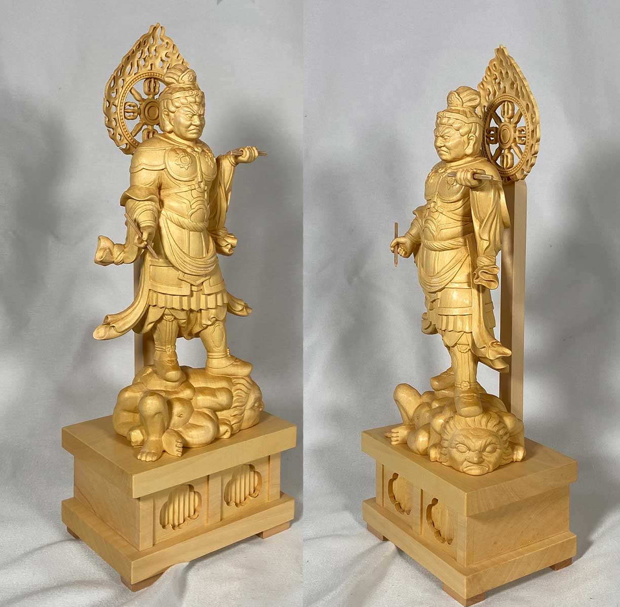 四天王 仏像 四体セット】木彫り 四天王像｜持国天 増長天 広目天