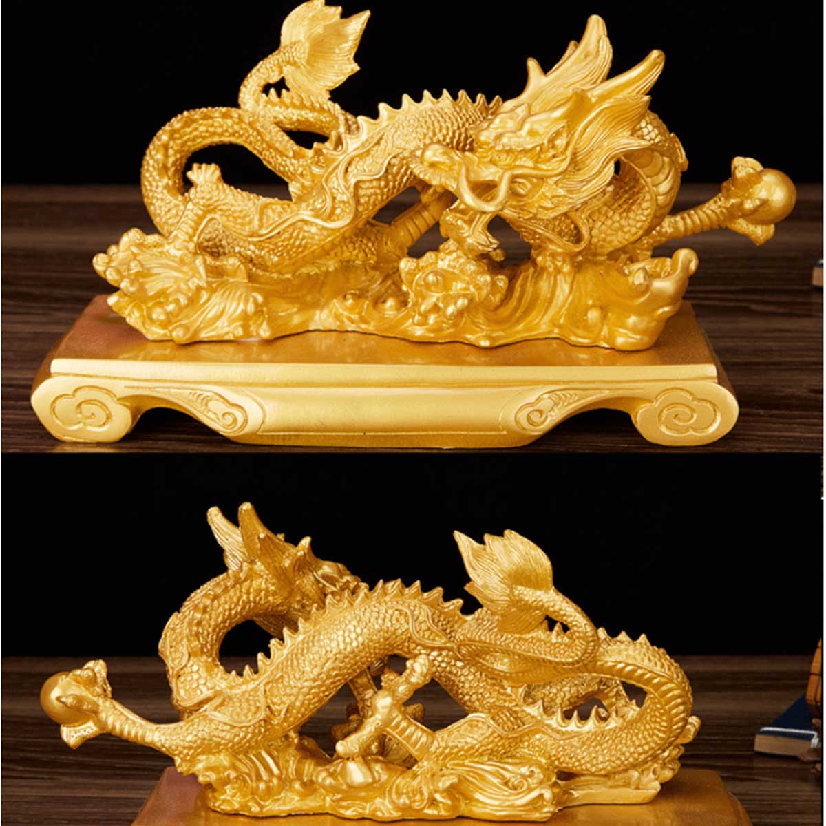 ●開運 龍神 龍 木彫り 双龍 置き物 ○開運 龍神 龍 木彫り 双龍 置き物 - メルカリ