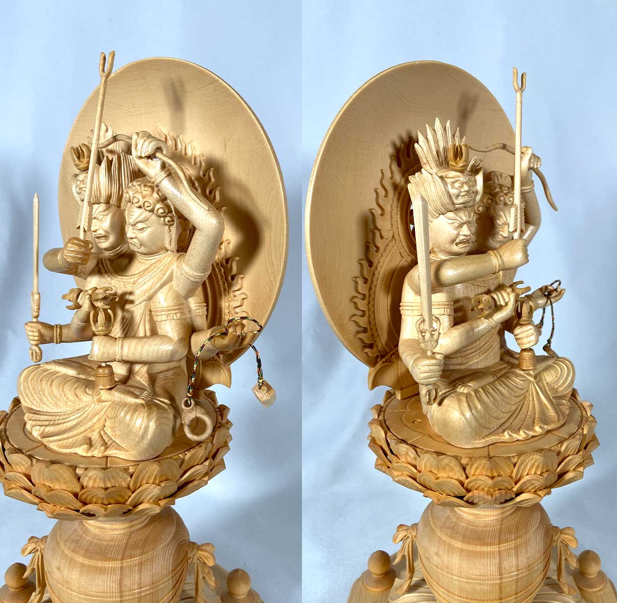 両頭愛染明王（厄神明王） 木彫仏像｜彩色仕上げ/木地仕上げ│愛染明王