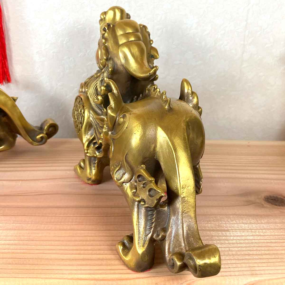 銅製置き物　ヒキュウ　貔貅　一対 貔貅（ヒキュウ）銅製置物 翼付き 中サイズ 雌雄ペア｜風水最強の開運