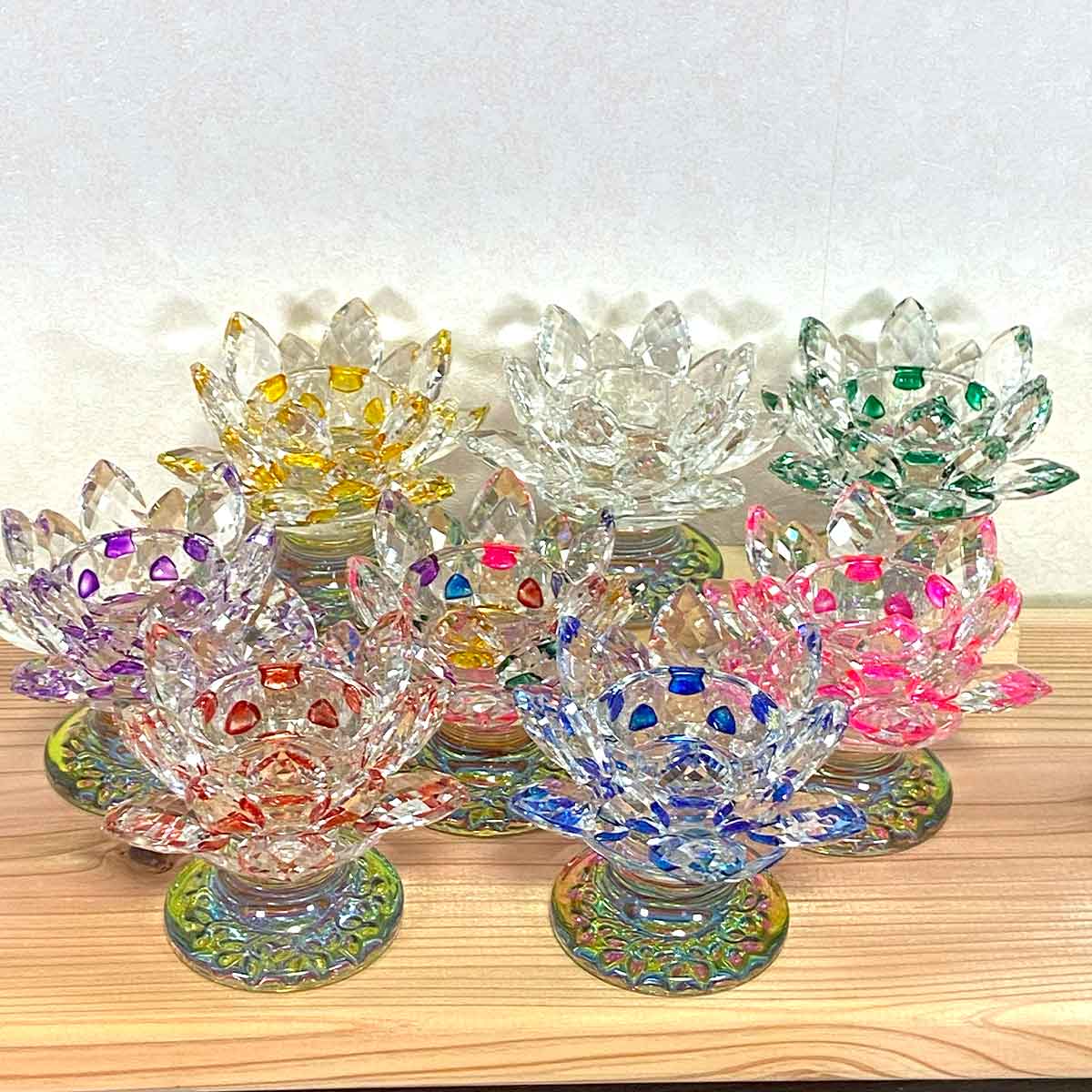 蓮の花 クリスタルガラス置物 ショートタイプ｜風水開運・浄化・サン