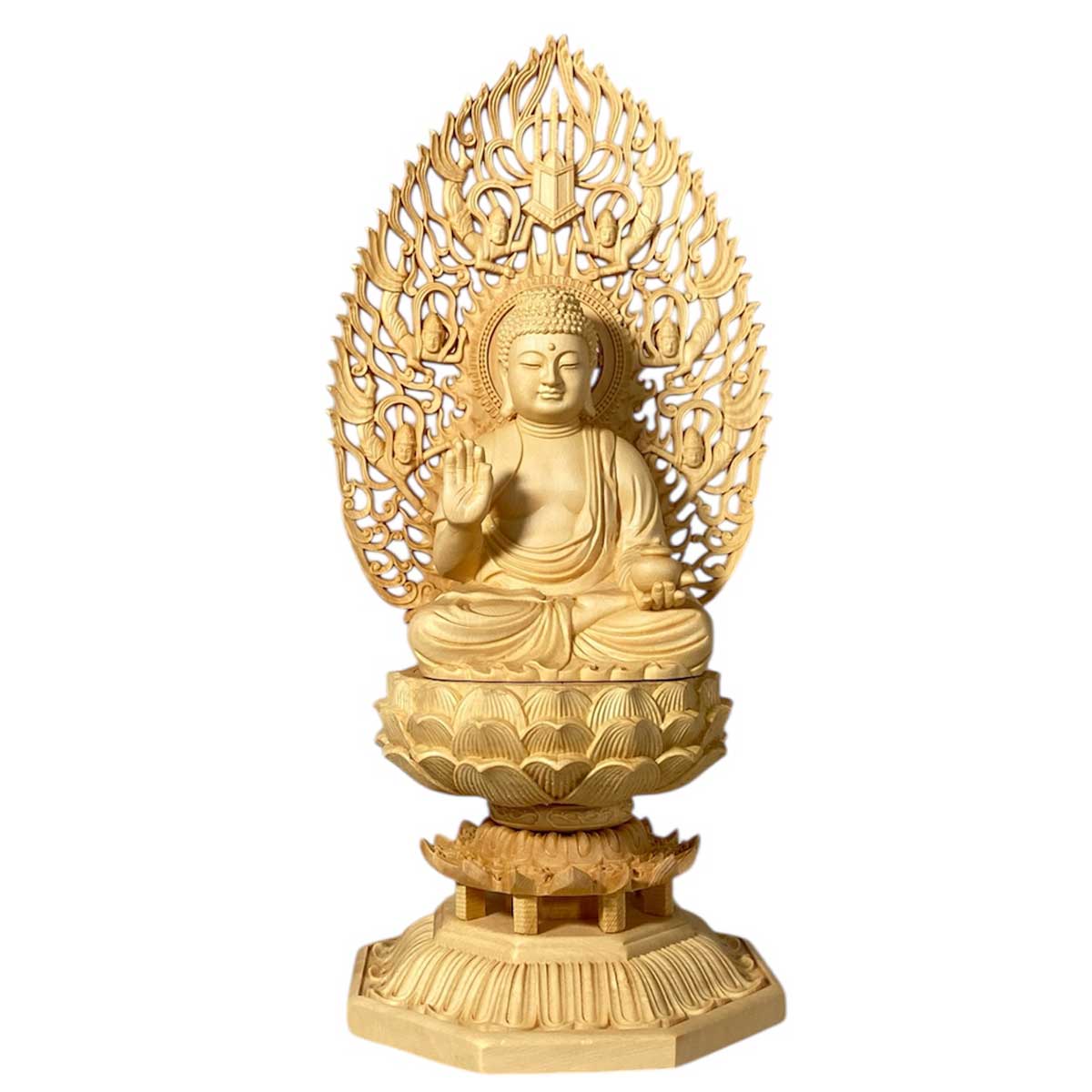 桧木彫刻】薬師瑠璃光如来 薬師如来 仏像 28cm｜病気平癒・健康長寿