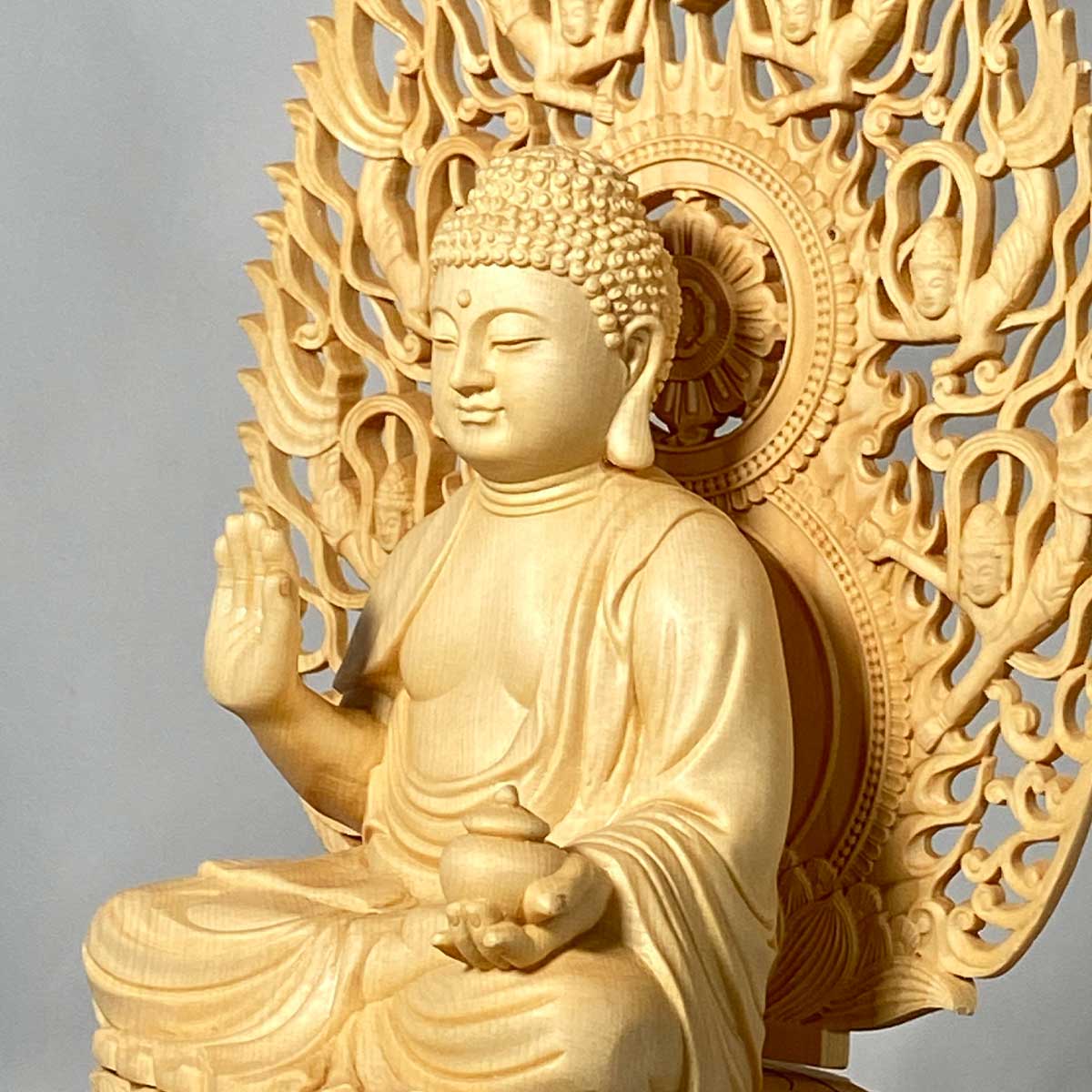 【修縁堂】【仏教美術・仏像】檜木製・瑠璃薬師立像 木彫仏教 桧木彫刻】薬師瑠璃光如来 薬師如来 仏像 28cm｜病気平癒・健康長寿