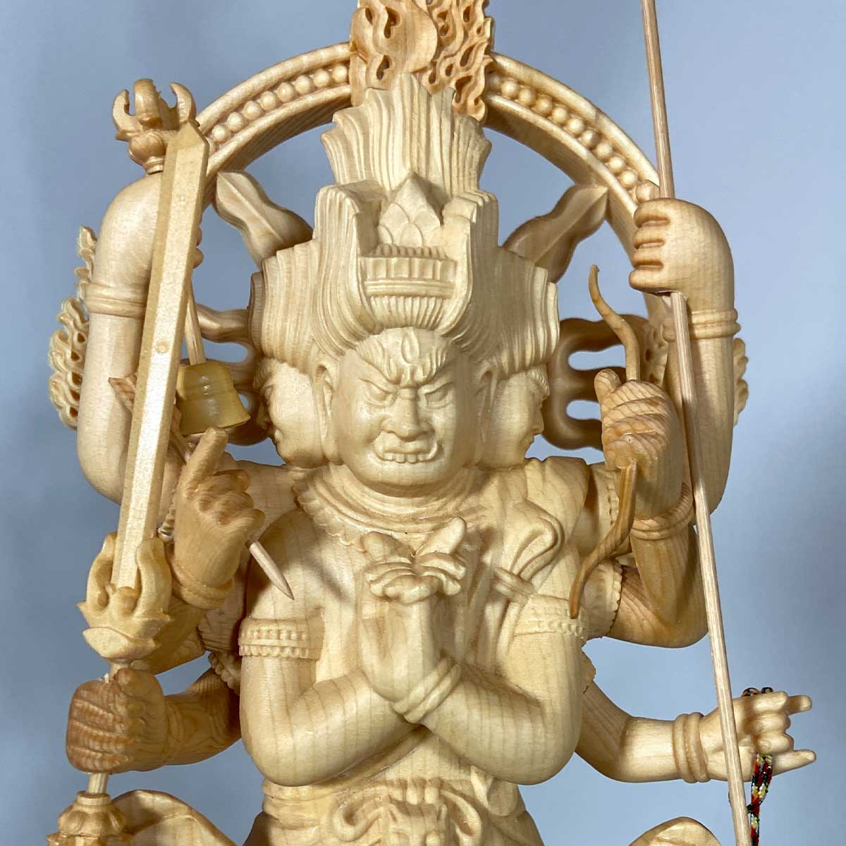 桧木 降三世明王 木彫仏像 高さ35.5cm｜守護・厄除け 五大明王 仏像