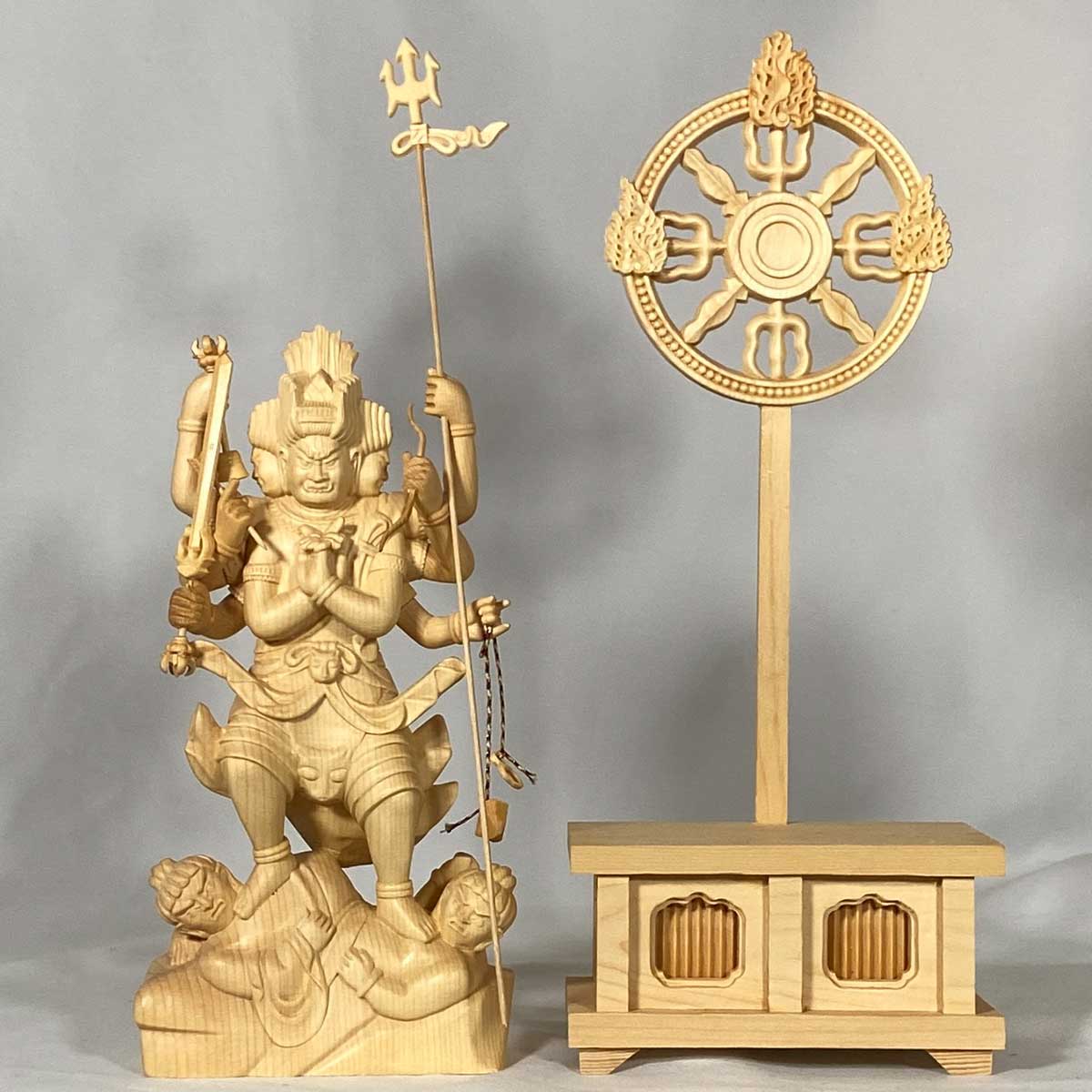 桧木 降三世明王 木彫仏像 高さ35.5cm｜守護・厄除け 五大明王 仏像