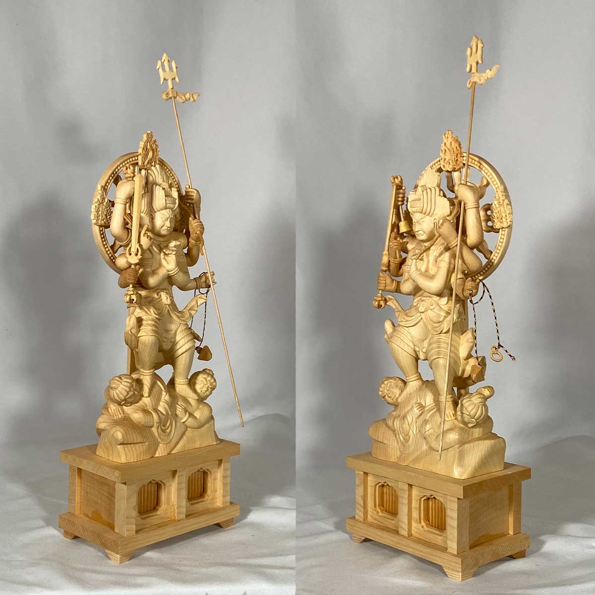 桧木 降三世明王 木彫仏像 高さ35.5cm｜守護・厄除け 五大明王 仏像