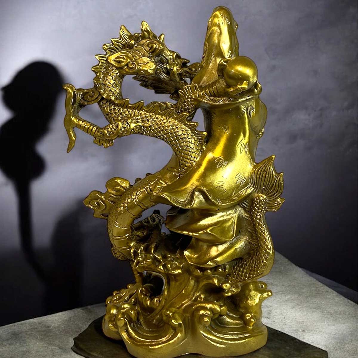 騎龍観音 真鍮製 高さ25cm 龍神 仏像 龍頭観音 龍 観音像 贈り物や