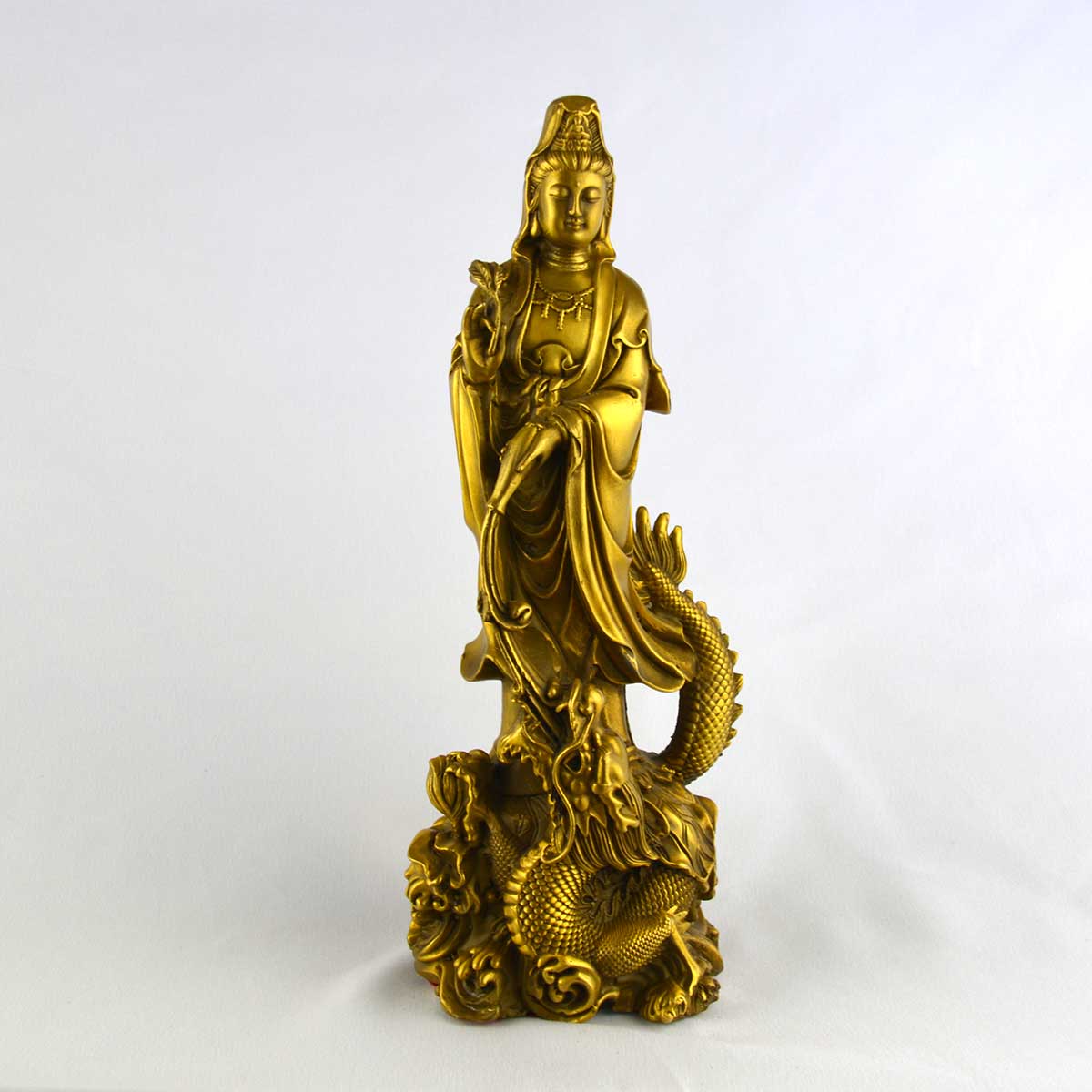 龍頭観音（騎龍観音）仏像 20cm｜慈悲と守護の象徴・風水開運・空間