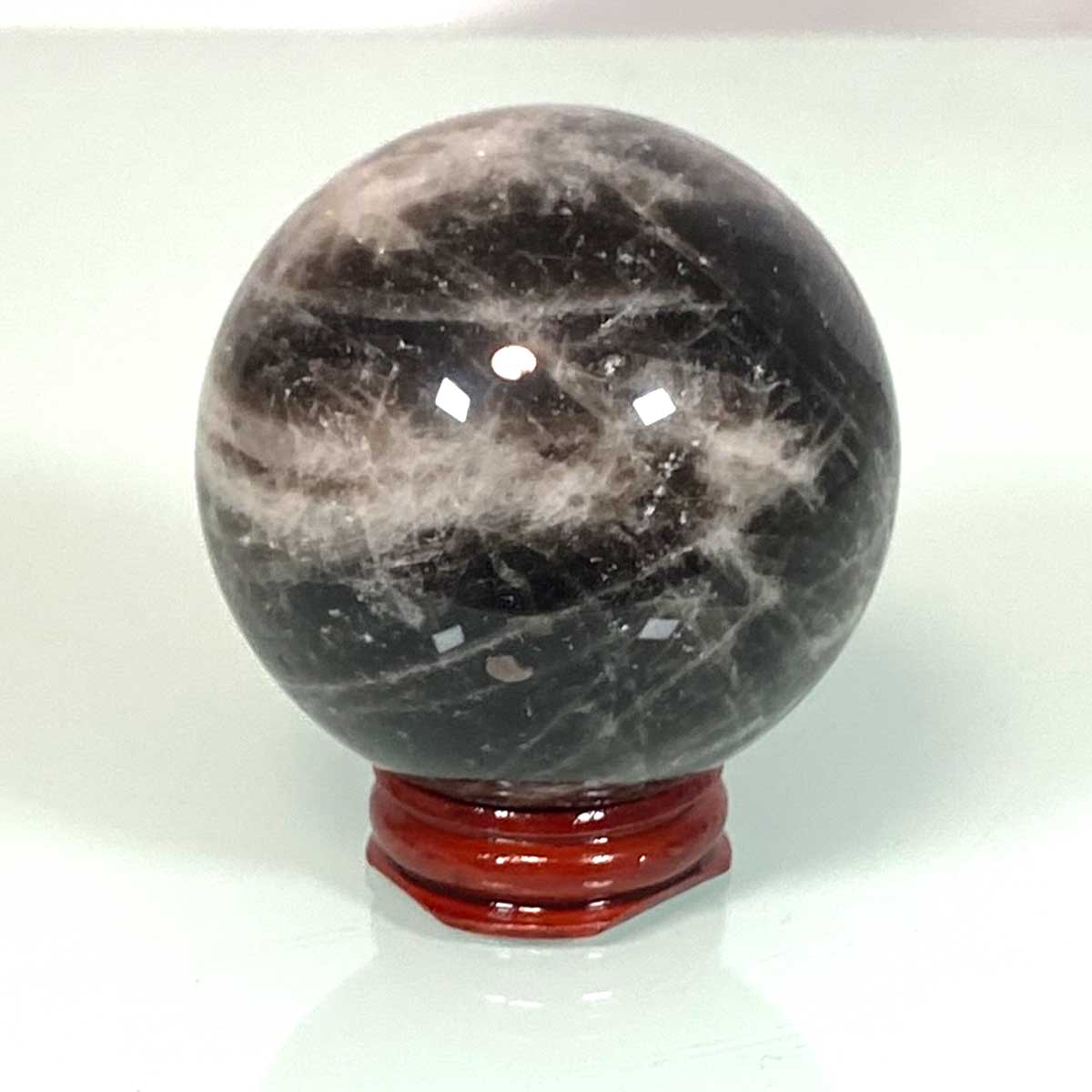 最高級 天然モリオン 黒水晶 丸玉 65mm 約374g｜純天然 原石 磨き玉