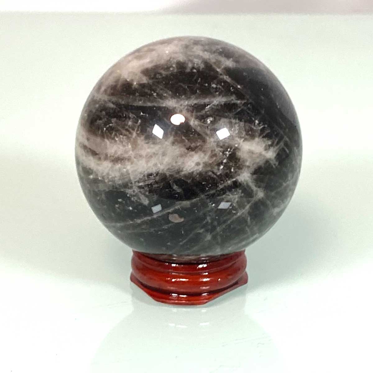 最高級 天然モリオン 黒水晶 丸玉 65mm 約374g｜純天然 原石 磨き玉