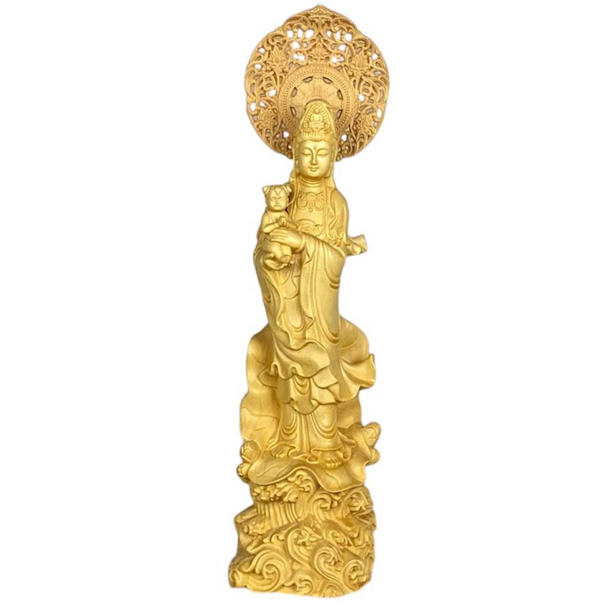 慈母観音 仏像 36cm｜家内安全・子授け・無病息災・安産祈願を願う