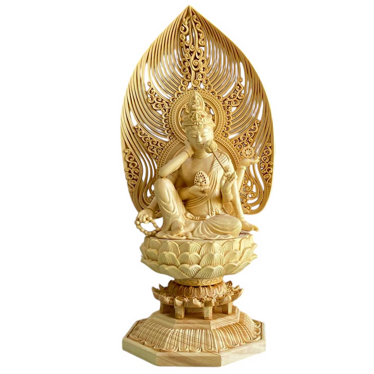 希少✨ 懐中仏　如意輪観音　金銅仏　古銅　銅製　骨董　アンティーク　時代物　仏教 六臂如意輪観音 仏像 30cm｜六道の苦しみを救う慈悲と救済の象徴