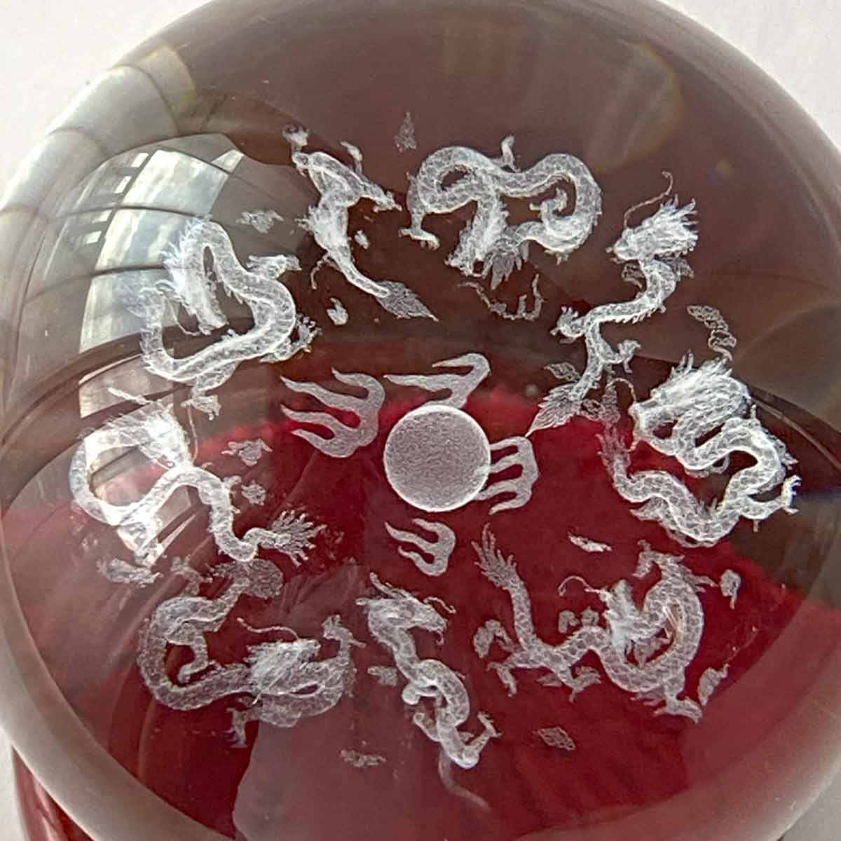 竜凰伝説　クリスタル 120mm 龍神・鳳凰・四神獣を刻んだクリスタル宝玉が運気を高める風水