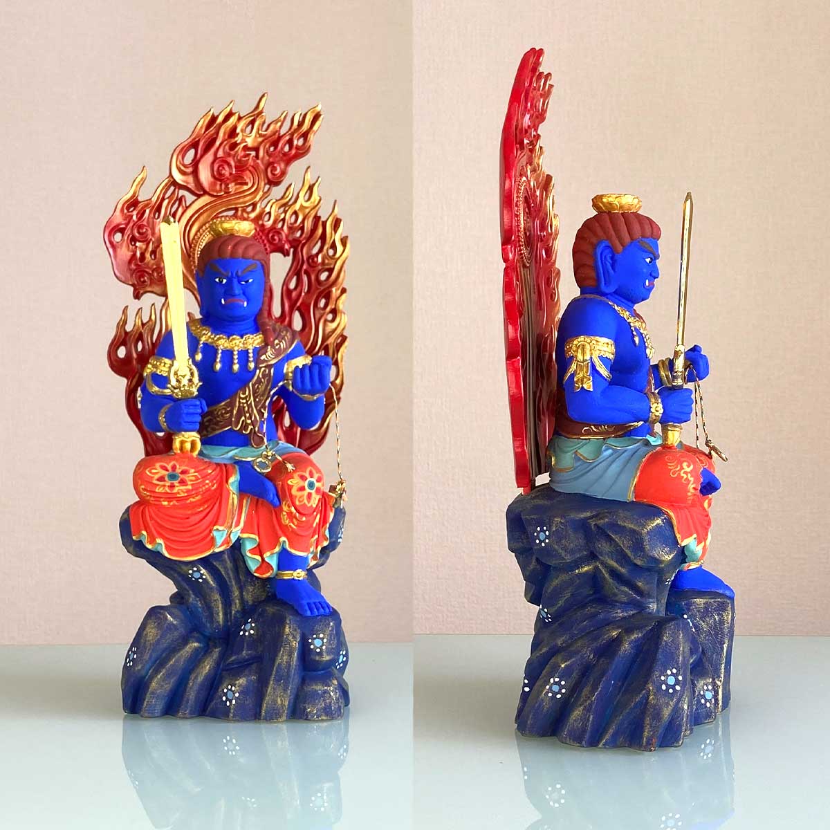 【美品】不動明王　極彩色　魔除け　厄除け　開運 不動明王 仏像 極彩色｜魔除け・災難除け・心の迷いを断ち切る