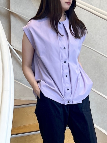 SALE seeset/シーセット ストレッチツイル2WAYクルーネックBL 