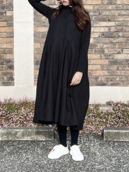 ＳＡＬＥ　SOIL/ソイル　 COTTON WOOL TWILL WEAVE PLAIN V-NECK PLEATS NO/SL DRESS　・　INSL23733　［送料無料］|SOIL/ソイル|S