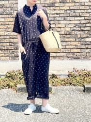 SOIL/ソイル　 COTTON VOILE DOT PRINT BANDED COLLAR SHORT/SL OVERALLS　・　NSL24014 『ゆうパケット対応』　[送料無料]　