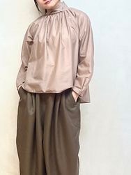 mizuiro-ind./ミズイロインド　 　 スタンドシャツカラーギャザーシャツ　・　3-230098　［送料無料］『ゆうパケット対応』