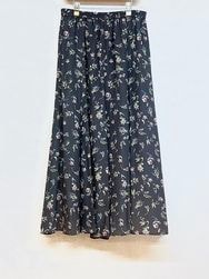 Ma couleur/マ クルール　 ビンテージデシン中花プリント　ミディ丈フレアースカート　・　J-4803　［送料無料］『ゆうパケット対応』