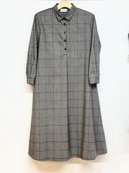 Vent d'ouest /ヴァンドウェスト　T/Rチェックツイルストレッチ ロングワンピース　・　VE31506 　[送料無料]　　