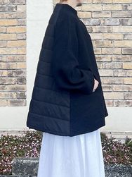 maomade/マオメイド 　圧縮ウール×タフタ中綿キルト モックネックAラインコート　・　541126　[送料無料]