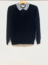 Vent ｄ’ouest /ヴァンドゥエスト　　　Biella Yarn フラットカラー配色ニットプルオーバー 　・　　VE34516　［送料無料］　『ゆうパケット対応』