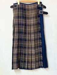 O'NEIL OF DUBLIN /���ˡ��륪�֥��֥�� ��IRISH LINEN PATCHWORK LOW WAIST PLEATS WRAP SKIRT LENGTH 80cm (WITH PIN)������NOD2501PW��[����̵��]