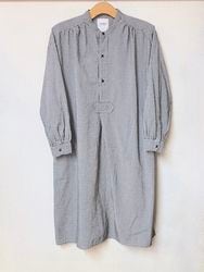 ARMEN/������󡡡�SEERSUCKER GINGHAM CHECK WASH WORK GATHERED BANDED COLLAR DRESS SHIRT������INAM2633C��[����̵��]