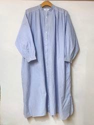 SOIL/�����롡��80s COTTON VOILE STRIPE BANDED COLLAR GATHER SHIRT DRESS������NSL26014�� [����̵��]��