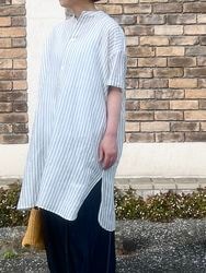 SOIL/�����롡�� 60s AUTO LOOM COTTON/LINEN STRIPE BANDED COLLAR S/SL TUNIC������INSL26333�� [����̵��]�إ���å��ݥ����б���