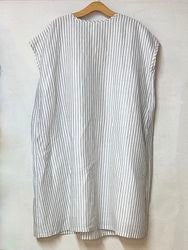 SOIL/�����롡 60s AUTO LOOM COTTON/LINEN STRIPE BOAT NECK GATHERED DRESS WITH LINING������INSL26334��[����̵��]