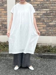 SOIL/�����롡 60s AUTO LOOM COTTON/LINEN PLAIN BOAT NECK PINTUCK  DRESS WITH LINING������INSL26324 [����̵��]