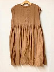 maison de SOIL/�᥾��ɥ����롡  80s ORGANIC VOILE STRIPE (OVERDYE) CREW-NECK F/SL DRESS WITH PINTUCK������NMDS26513D��[����̵��]