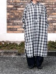 ARMEN/������󡡡� YARN DYED COTTON CHECK WORK GATHER LONG SHIRT������INAM2673��[����̵��]