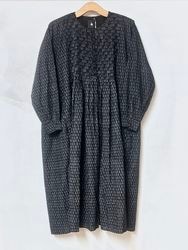 maison de SOIL/�᥾��ɥ����롡 80s VOILE LITTLE TREE BLOCK PRINT CREW-NECK DRESS WITH MINI PINTUCK������INMDS26723 [����̵��]