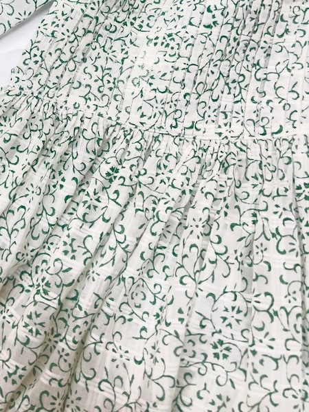 SALE��maison de soil/�᥾��ɥ����롡POWER LOOM COTTON DOBIE CHECK ARABESQUE SCREEN PRINT WRAP DRESS WITH PINTUCK����������INMDS25094