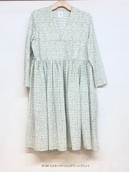 SALE��maison de soil/�᥾��ɥ����롡POWER LOOM COTTON DOBIE CHECK ARABESQUE SCREEN PRINT WRAP DRESS WITH PINTUCK����������INMDS25094