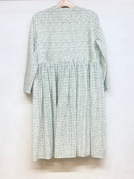 SALE��maison de soil/�᥾��ɥ����롡POWER LOOM COTTON DOBIE CHECK ARABESQUE SCREEN PRINT WRAP DRESS WITH PINTUCK����������INMDS25094