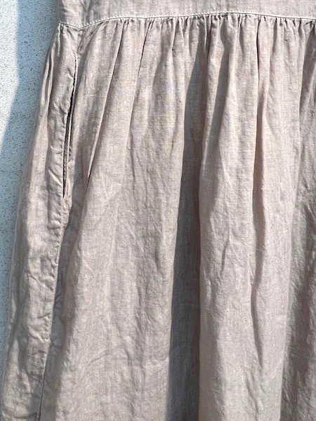 ARMEN/LINEN PLAIN  BOAT NECK S/SL ONE-PIECE (OVER DYE)NAM1632LP̵