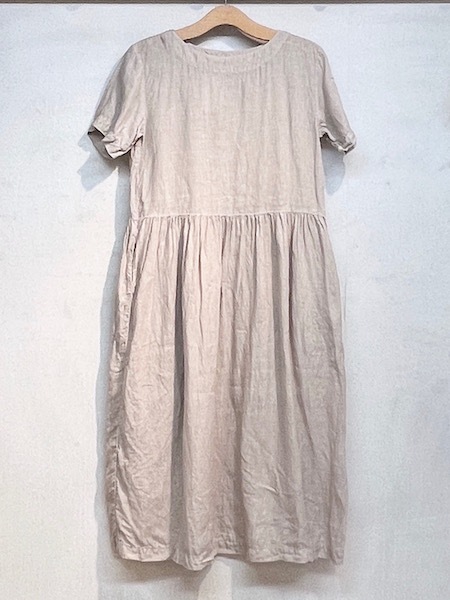 ARMEN/LINEN PLAIN  BOAT NECK S/SL ONE-PIECE (OVER DYE)NAM1632LP̵