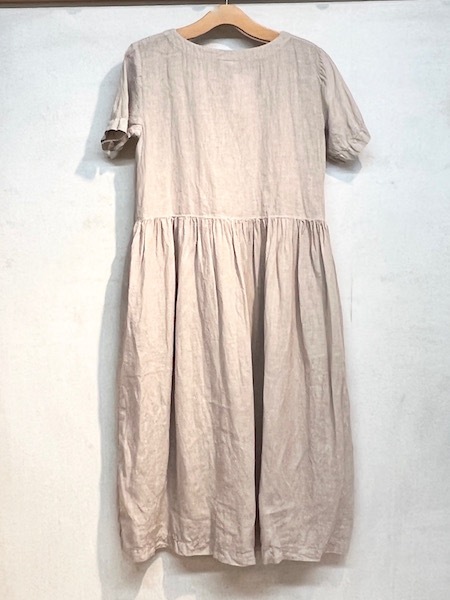 ARMEN/LINEN PLAIN  BOAT NECK S/SL ONE-PIECE (OVER DYE)NAM1632LP̵