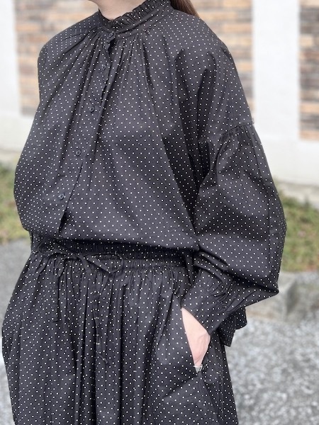 SOIL/롡  40s POPLIN DOT PRINT FRILL COLLAR SHIRT NSL25533̵ϡؤ椦ѥåб١