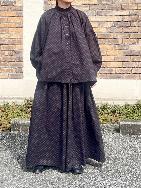 SOIL/롡  40s POPLIN DOT PRINT FRILL COLLAR SHIRT NSL25533̵ϡؤ椦ѥåб١