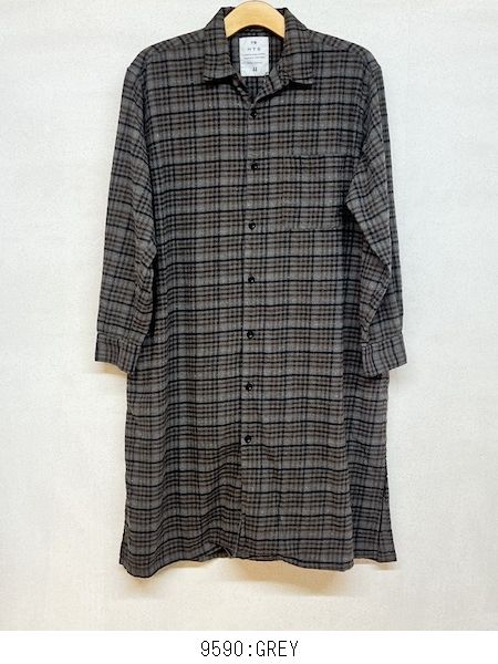 HTS/ƥCOTTON CHECK OVERDYE ONE-UP COLLAR LONG SHIRT2INHT2562CKD[̵]