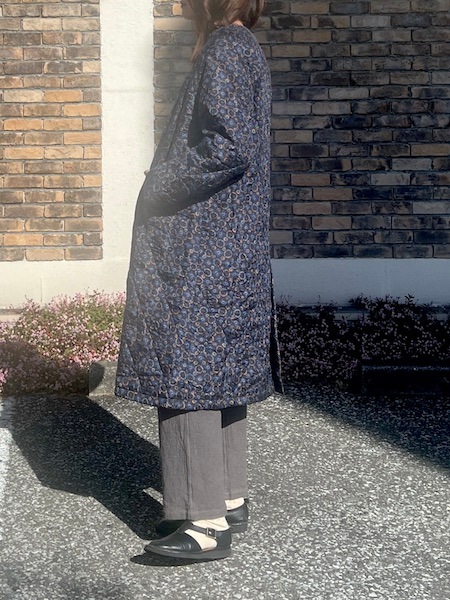 SALEmaison de SOIL/᥾ɥ롡 PADDED SILK PRINT C-NECK FRONT BUTTON COATNMDS23541P  [̵]