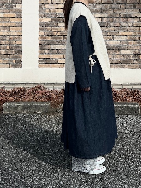 SALE SOIL/  7GG 1PLY SHETLAND WOOL/LINEN CREW-NECK VEST WITH SIDE TAPE2GNSL24522 [̵]椦ѥåб