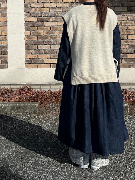 SALE SOIL/  7GG 1PLY SHETLAND WOOL/LINEN CREW-NECK VEST WITH SIDE TAPE2GNSL24522 [̵]椦ѥåб