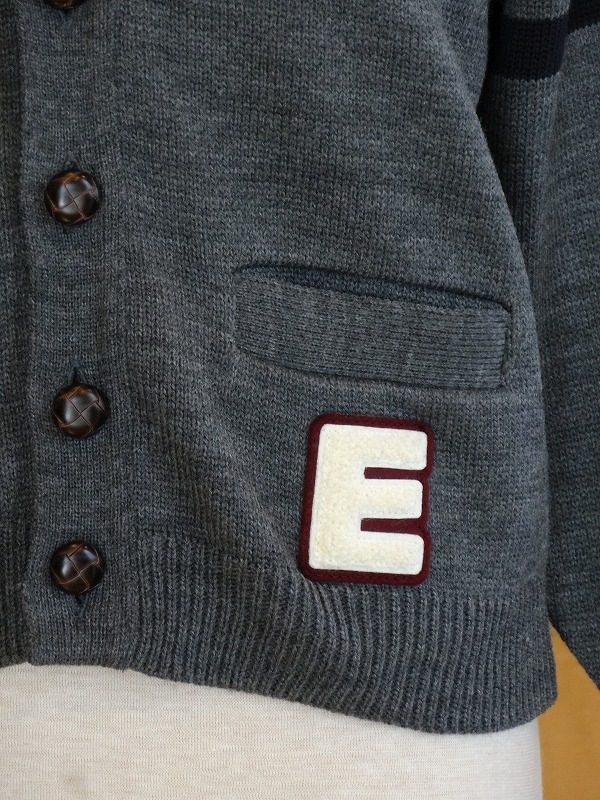 SALE EASY KNIT˥åȡKIDS CARDIGAN W/LIFT SLEEVE STRIPED W/BUTTONS AND POCKETS WITH EMBLEM