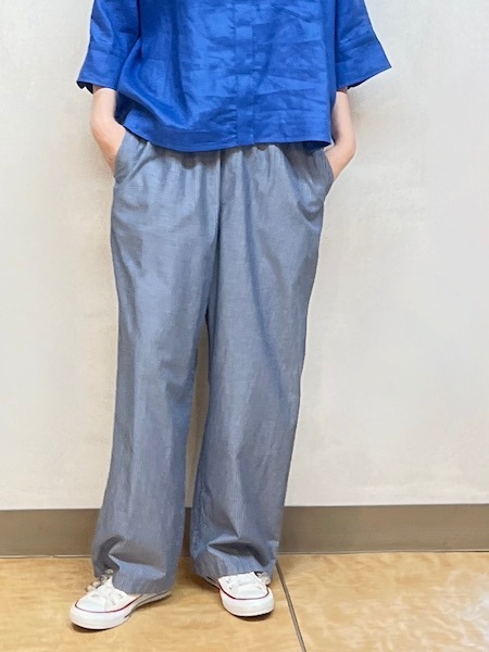 SALE Vas-y Lentement/�������������ȥޥ󡡡�POPLIN STRIPE EASY PANTS������NVL2523��[����̵��]
